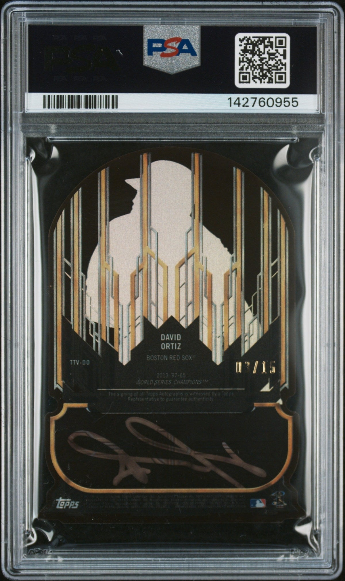 2015 Topps Tribute To The Victors Die-Cut Auto David Ortiz #TTVDO. Gold PSA