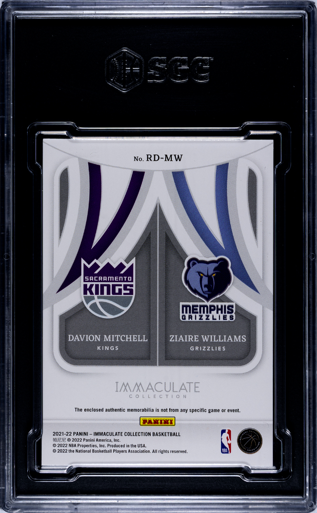 2021 Panini Immaculate Col. Williams Mitchell #RD-MW Rookie Dual. SGC 9.5