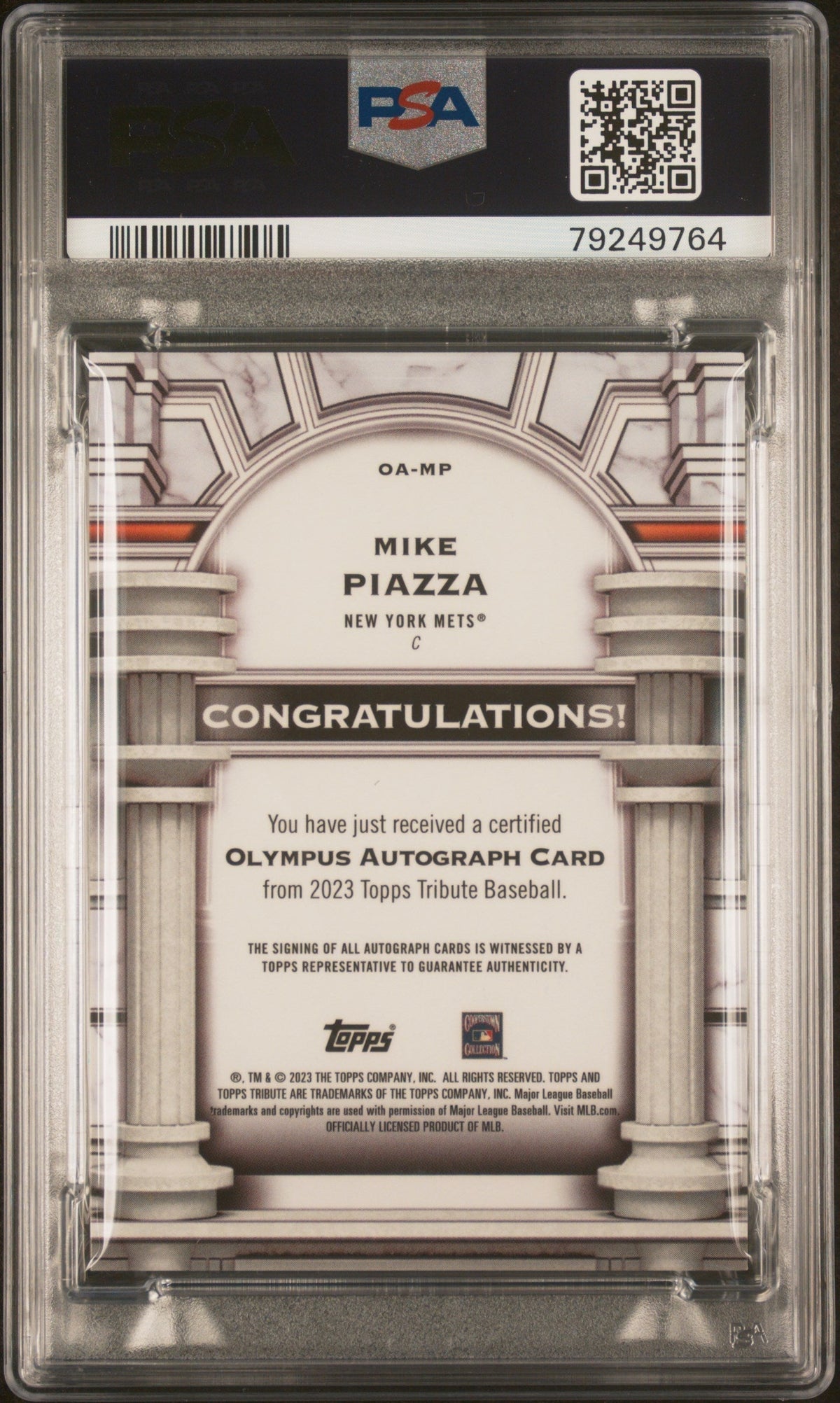 2023 Topps Tribute Olympus Autograph Mike Piazza #OAMP 01/45 PSA 10 Auto 8