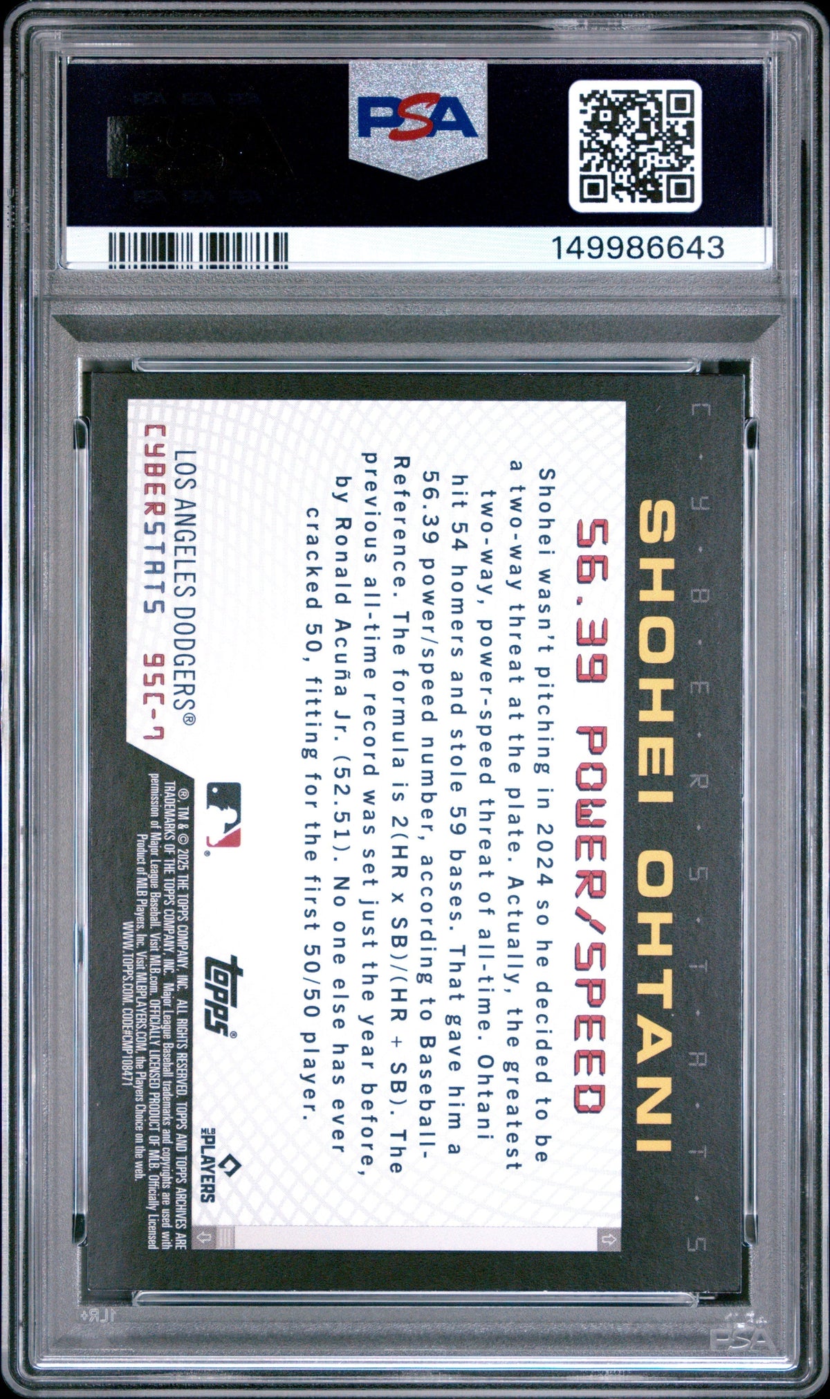 2025 Topps Archives 1995 Topps Cyberstats Shohei Ohtani #7 PSA 10