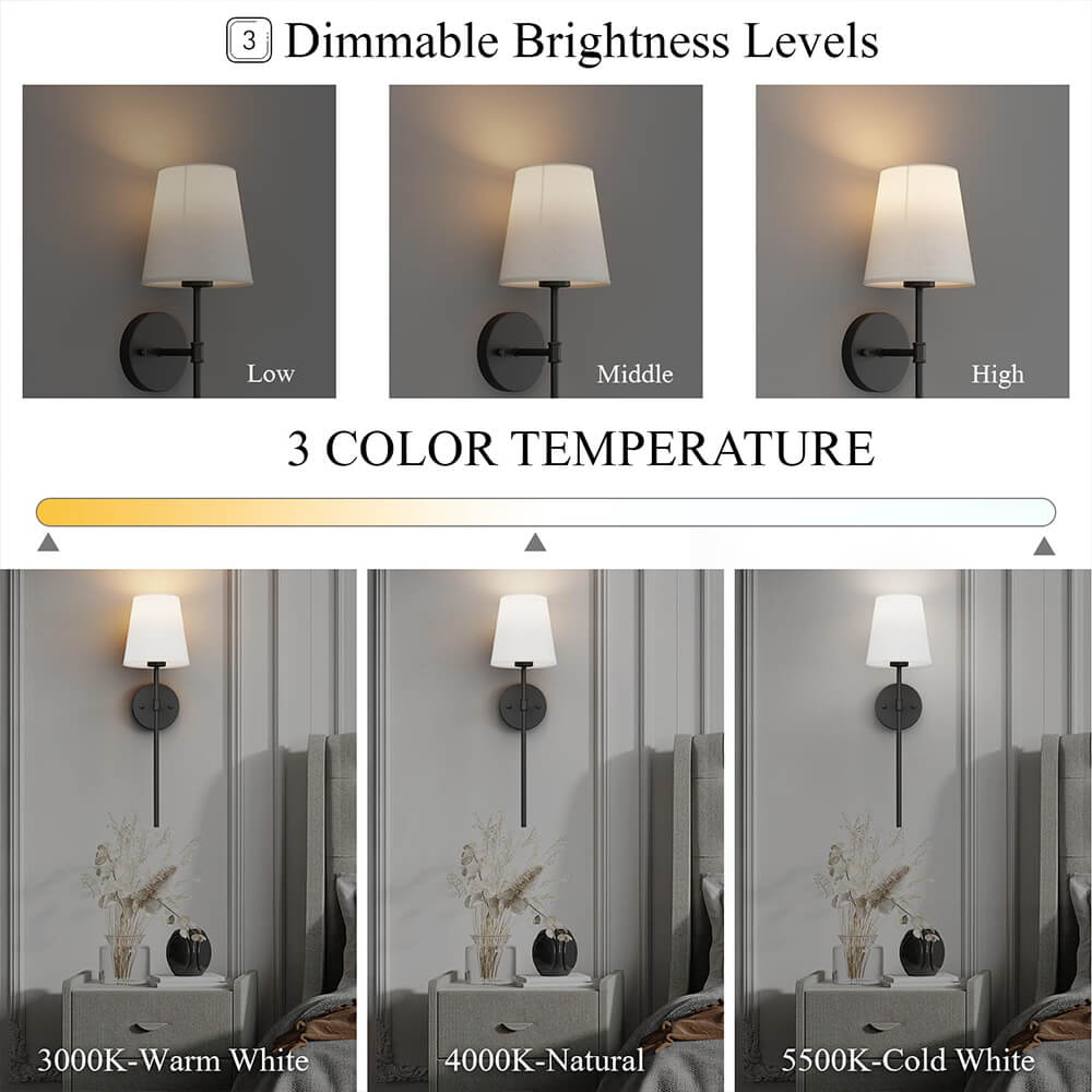 Wireless Fabric Wall Light (SET OF 2 + 2 BULBS Free)