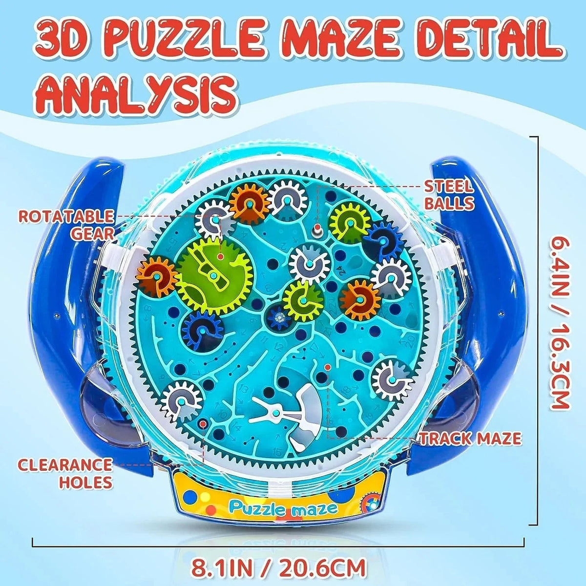 Transparent Ball Maze Puzzle with Numbered Checkpoints and Tilt Controls