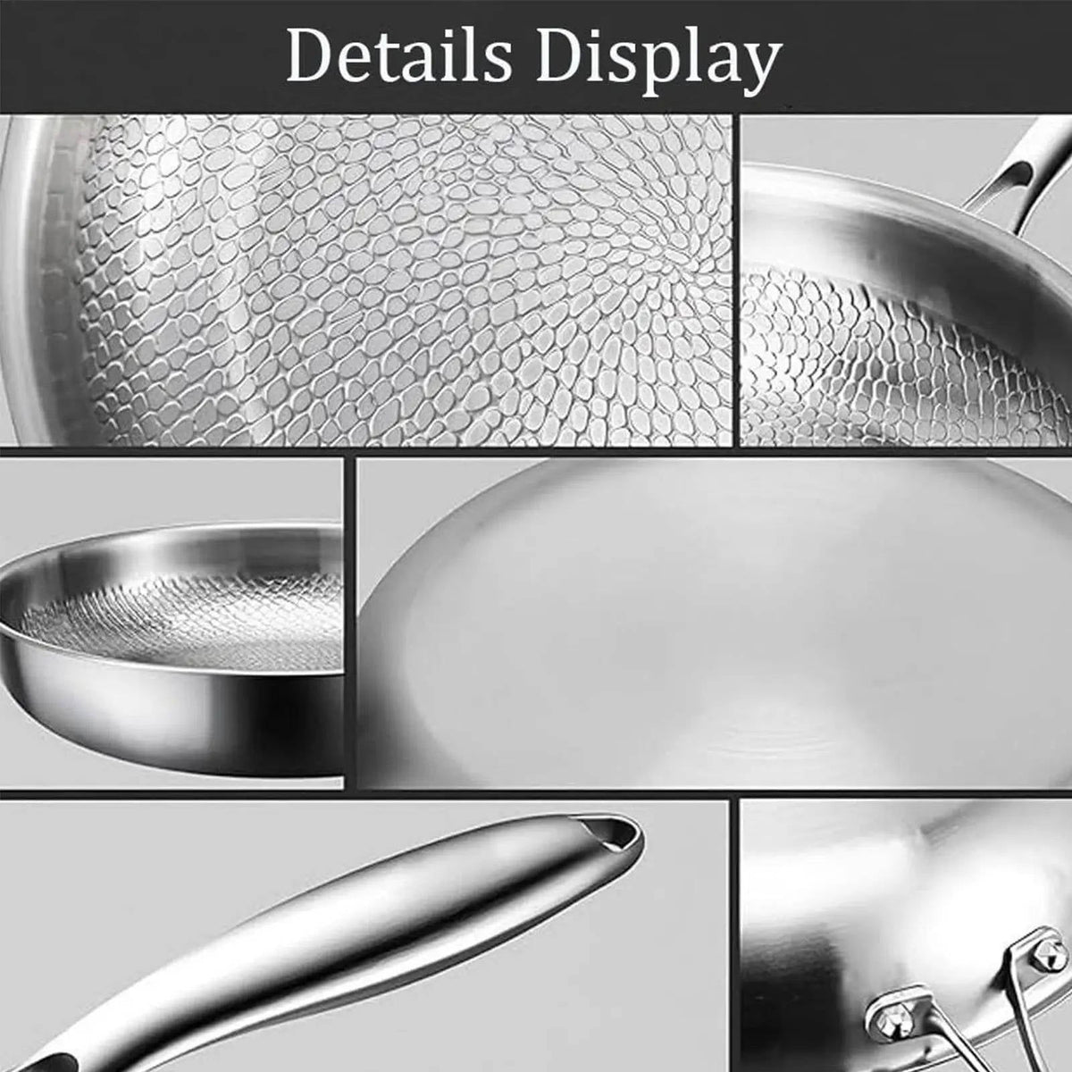 Titanium Steel Skillet with Fish Scale Texture and Curved Rim, Multi-Stove Compatible