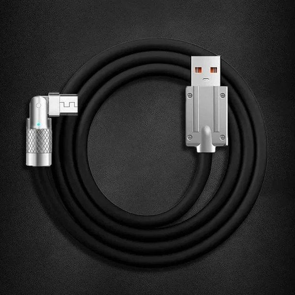 Rotating Charging Cable with 180 Degree Swivel and 3 Interchangeable Tips, 6A Fast Charging
