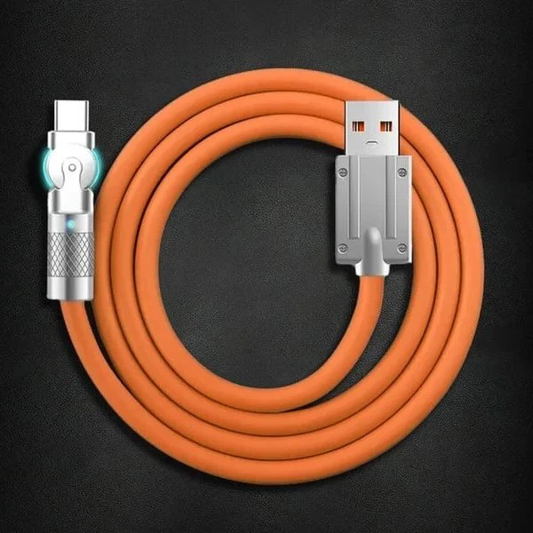 Rotating Charging Cable with 180 Degree Swivel and 3 Interchangeable Tips, 6A Fast Charging
