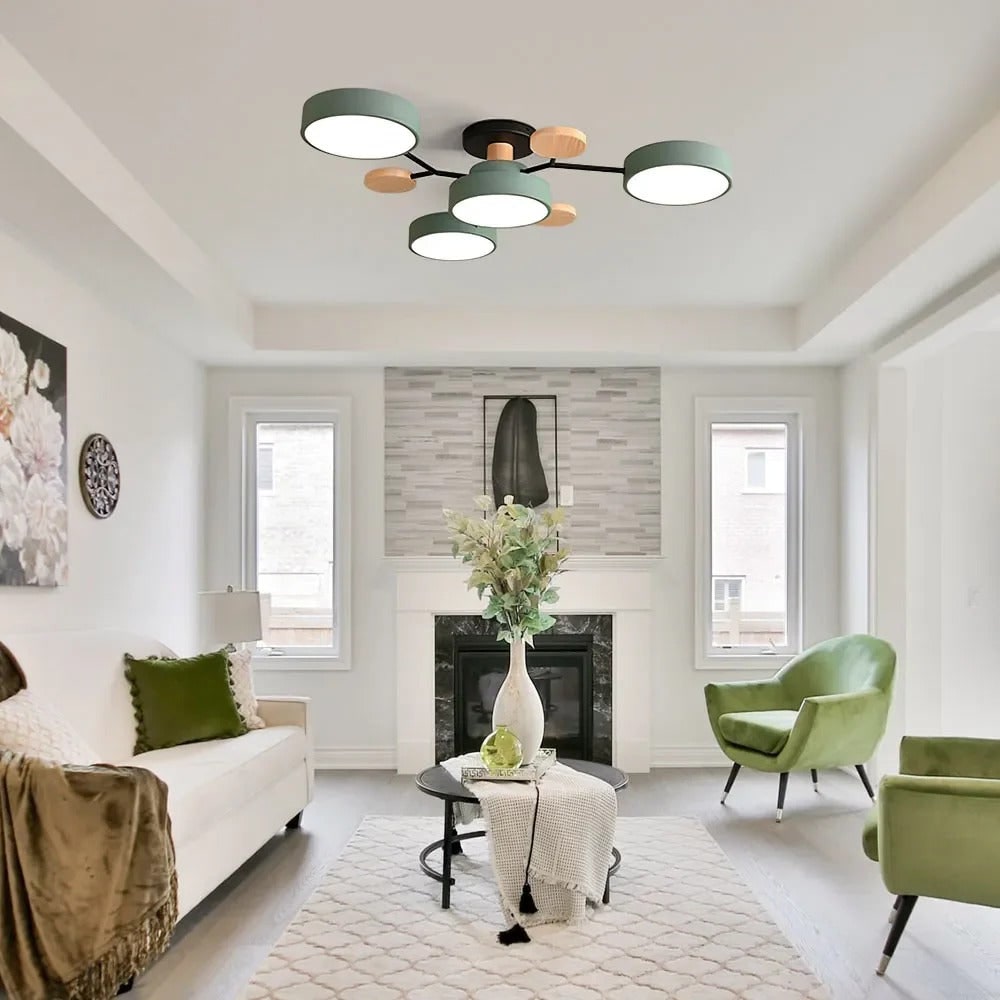 Semi Flush Ceiling Chandelier with Adjustable Color Modes and Integrated LED Bulbs