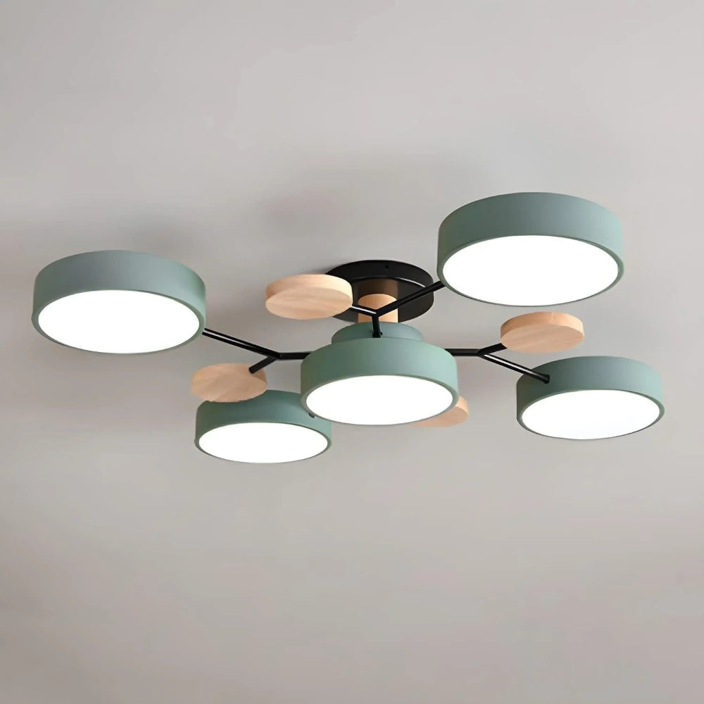 Semi Flush Ceiling Chandelier with Adjustable Color Modes and Integrated LED Bulbs