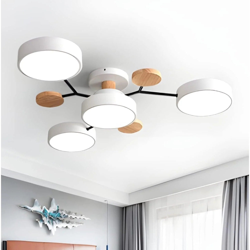 Semi Flush Ceiling Chandelier with Adjustable Color Modes and Integrated LED Bulbs