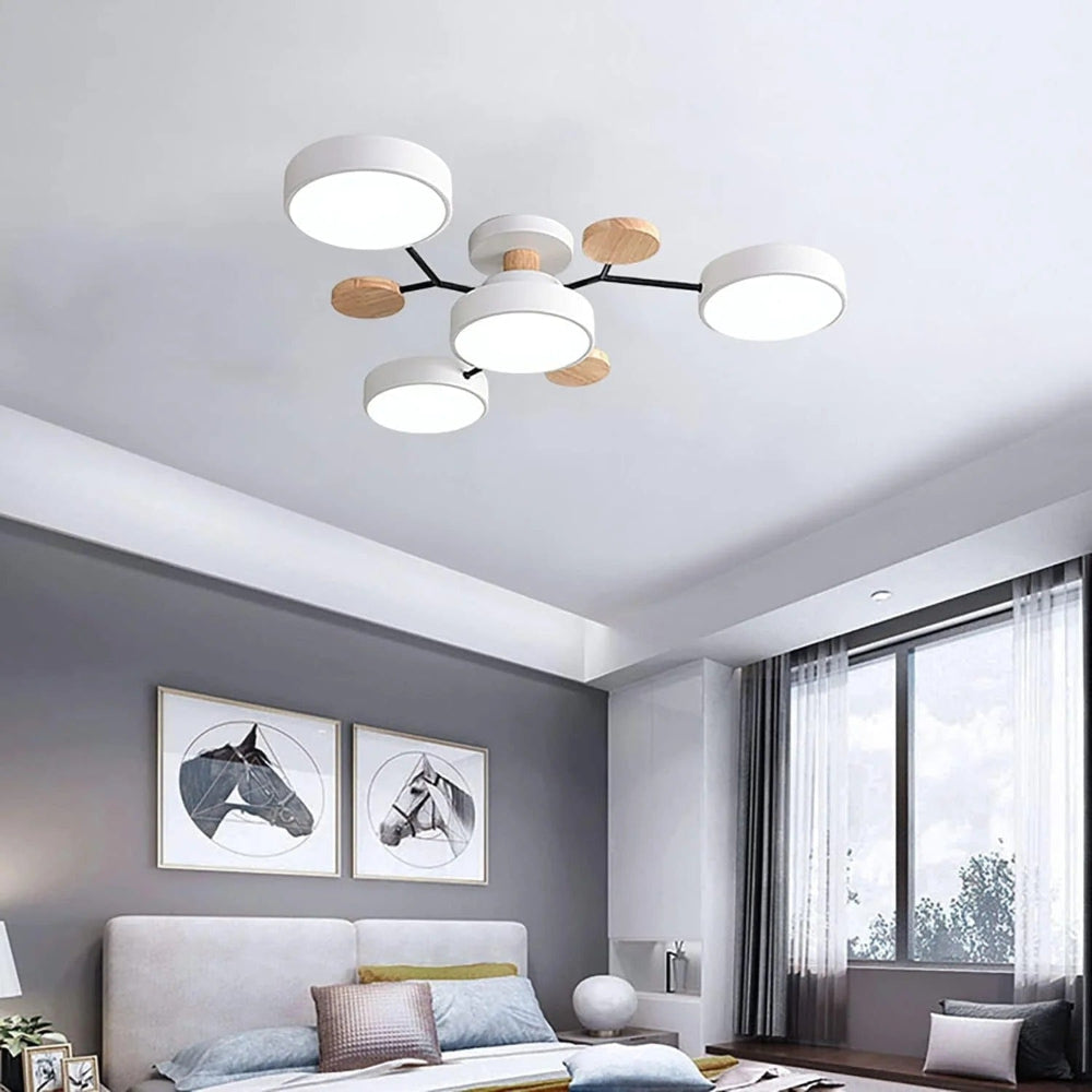Semi Flush Ceiling Chandelier with Adjustable Color Modes and Integrated LED Bulbs