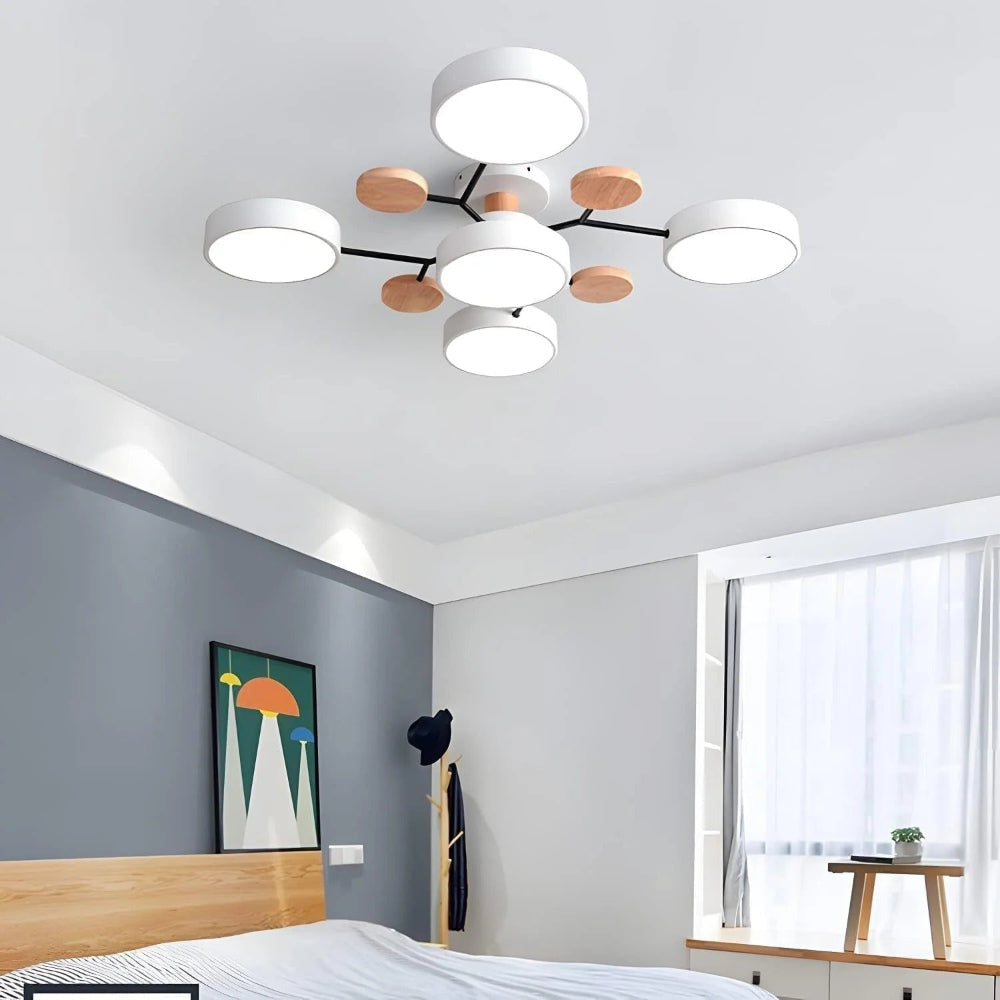 Semi Flush Ceiling Chandelier with Adjustable Color Modes and Integrated LED Bulbs