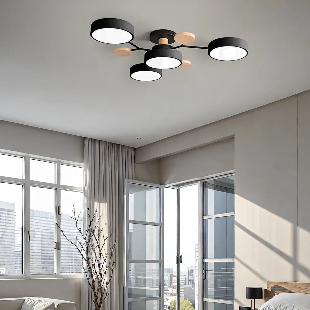 Semi Flush Ceiling Chandelier with Adjustable Color Modes and Integrated LED Bulbs