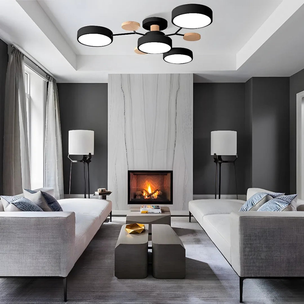 Semi Flush Ceiling Chandelier with Adjustable Color Modes and Integrated LED Bulbs