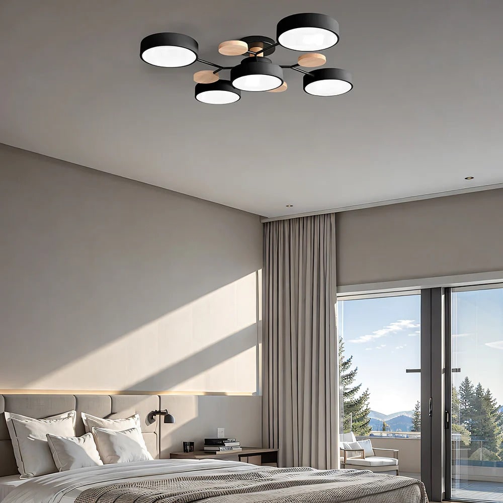 Semi Flush Ceiling Chandelier with Adjustable Color Modes and Integrated LED Bulbs