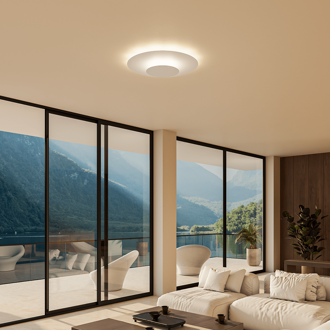 Round LED Ceiling Panel with Slim Flush Mount and Even Light Spread