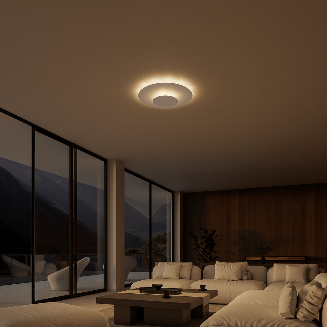 Round LED Ceiling Panel with Slim Flush Mount and Even Light Spread