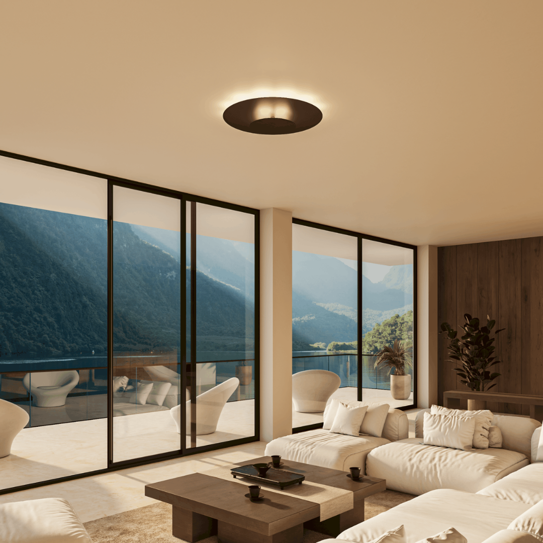 Round LED Ceiling Panel with Slim Flush Mount and Even Light Spread