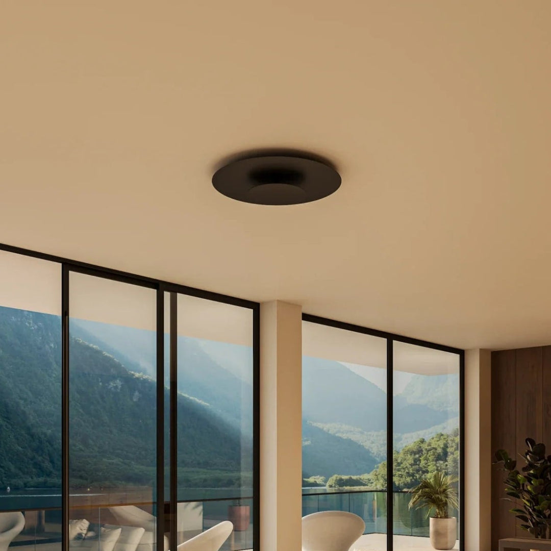Round LED Ceiling Panel with Slim Flush Mount and Even Light Spread