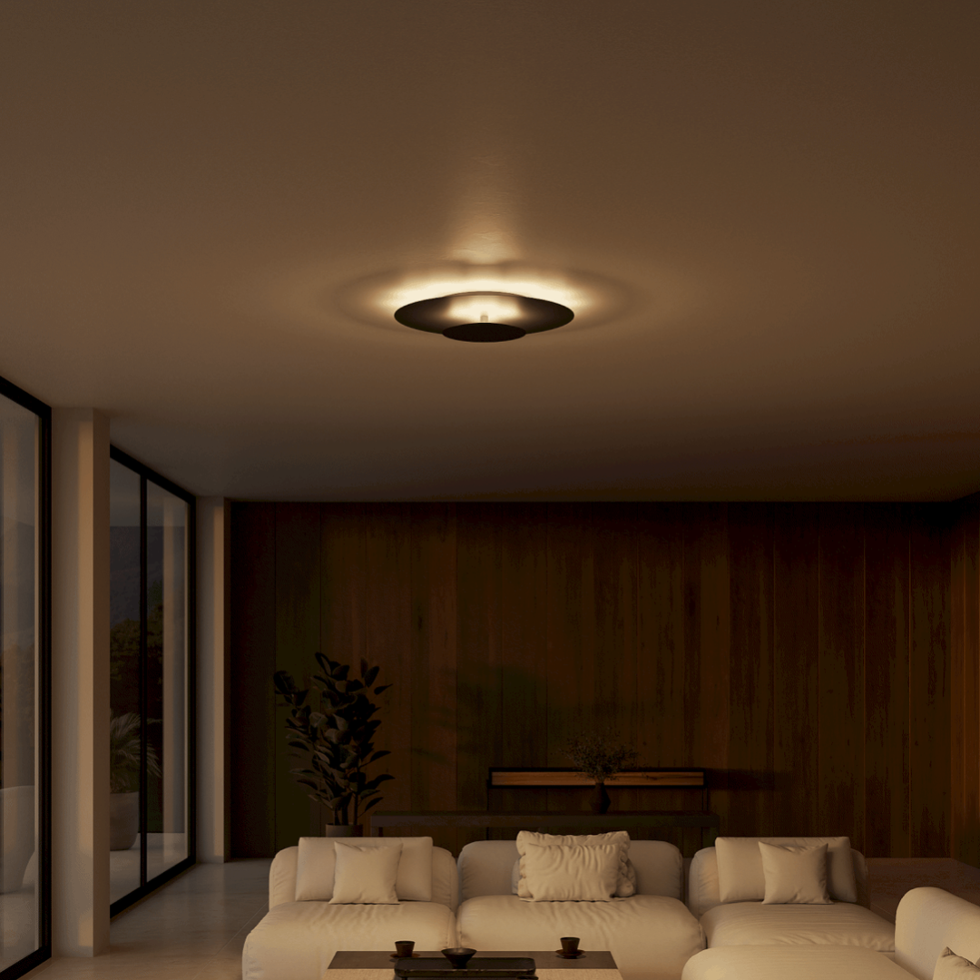 Round LED Ceiling Panel with Slim Flush Mount and Even Light Spread