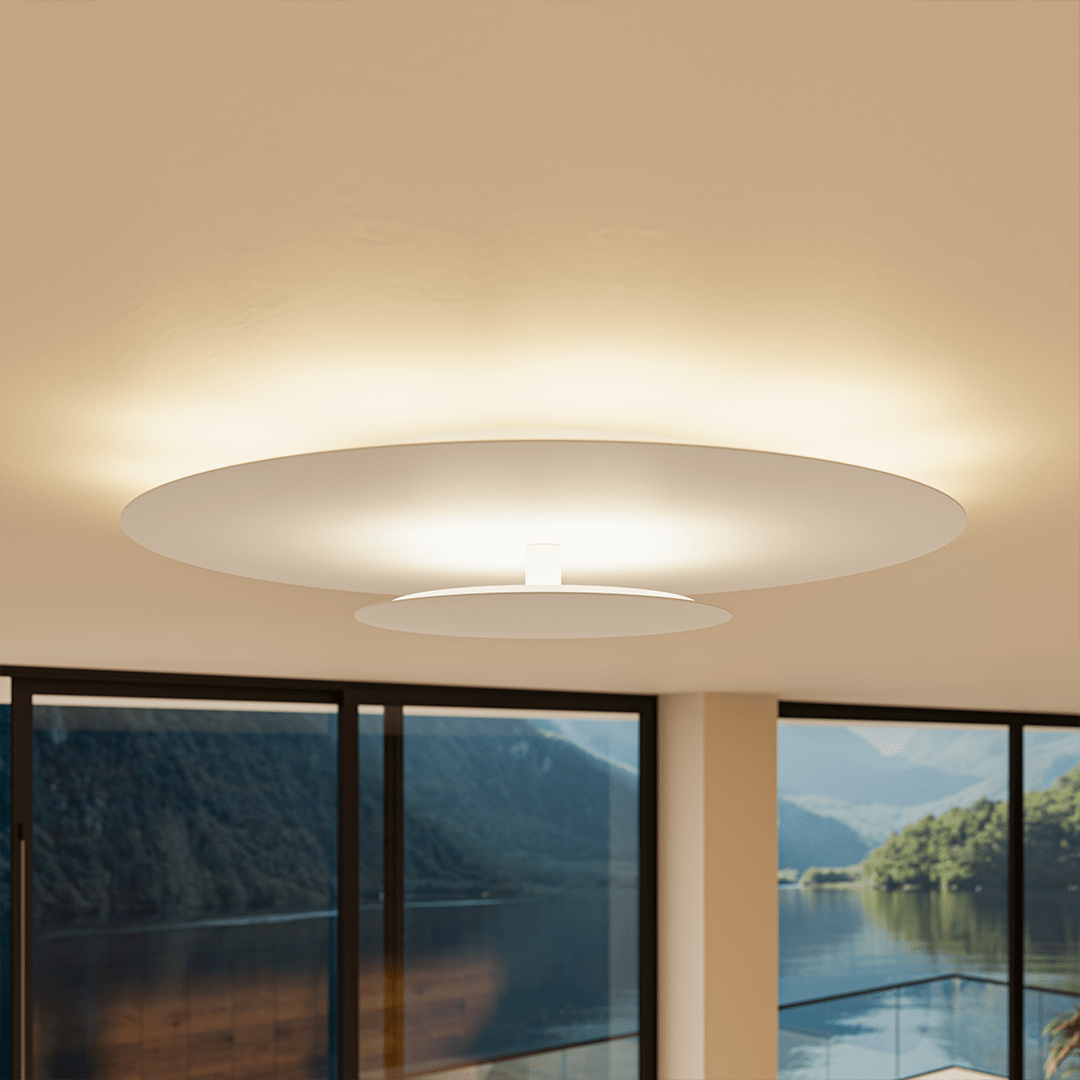 Round LED Ceiling Panel with Slim Flush Mount and Even Light Spread