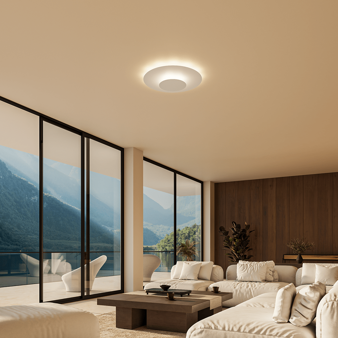 Round LED Ceiling Panel with Slim Flush Mount and Even Light Spread