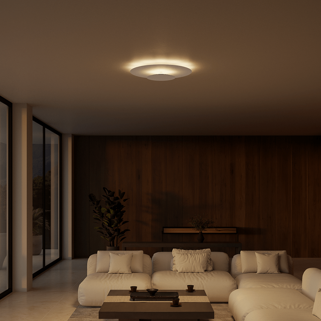 Round LED Ceiling Panel with Slim Flush Mount and Even Light Spread