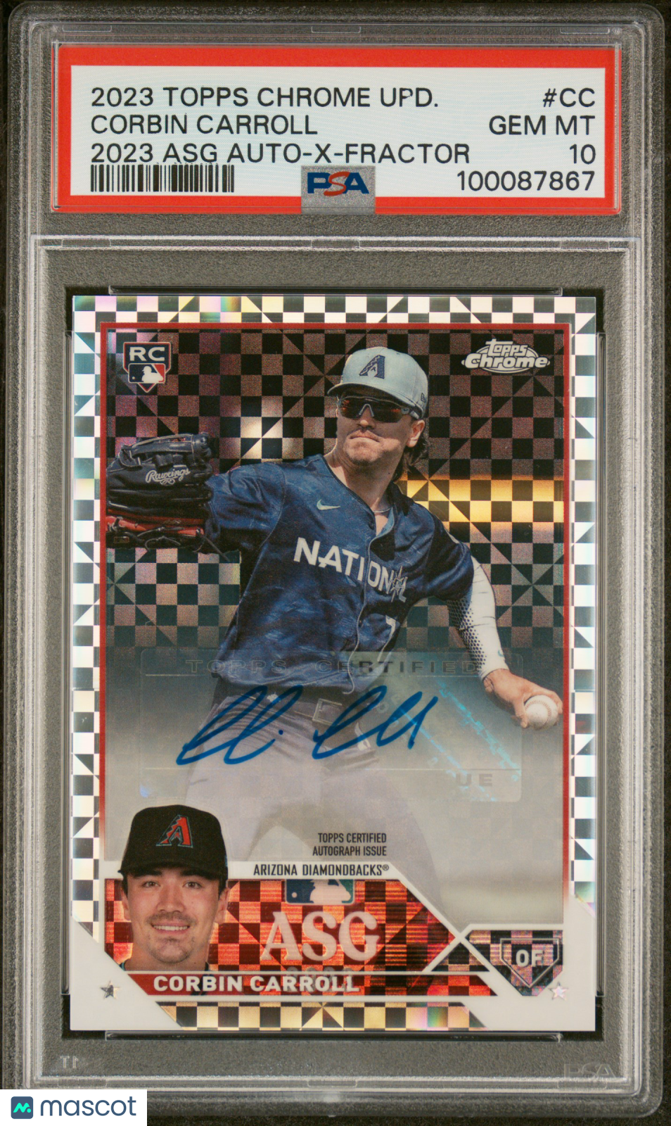 2023 Topps Chrome 2023 All-Star Game Auto Corbin Carroll #CC X Fractor PSA 10