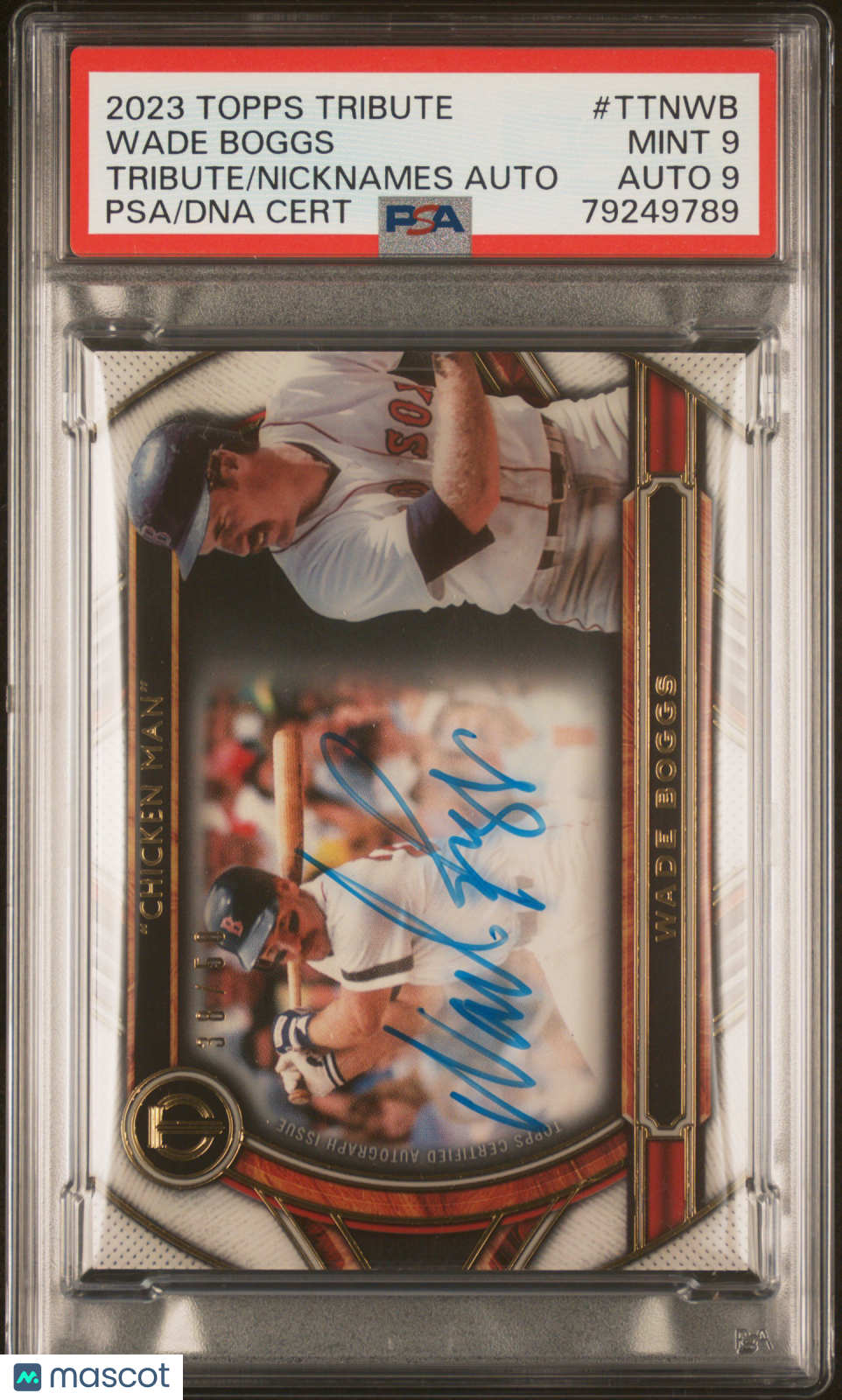 2023 Topps Tribute To Nicknames Autograph Wade Boggs #TTNWB 38/51 PSA 9 Auto 9