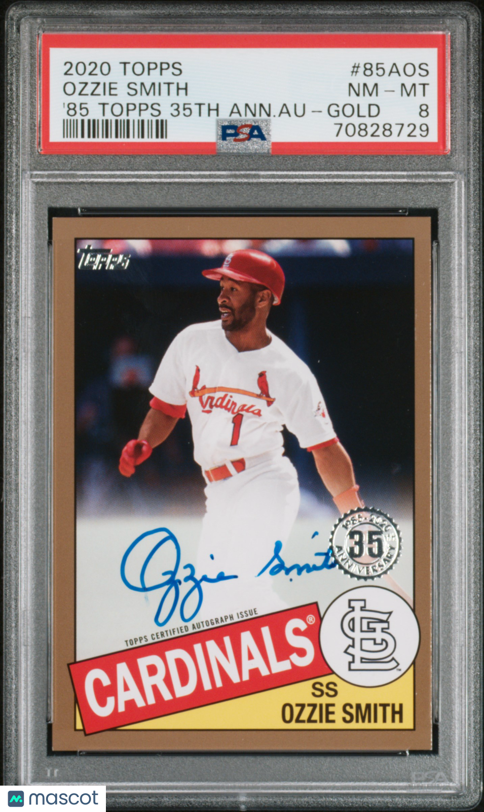 2020 Topps 1985 Topps 35th Anniversary Auto Ozzie Smith #85AOS '85 Gold PSA 8