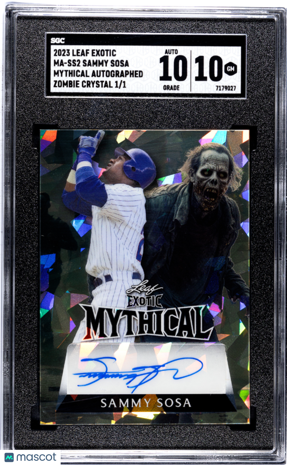2023 Leaf Exotic Sammy Sosa #MA-SS2 Mythical Zombie Crystal 1 1 SGC 10 Auto 10