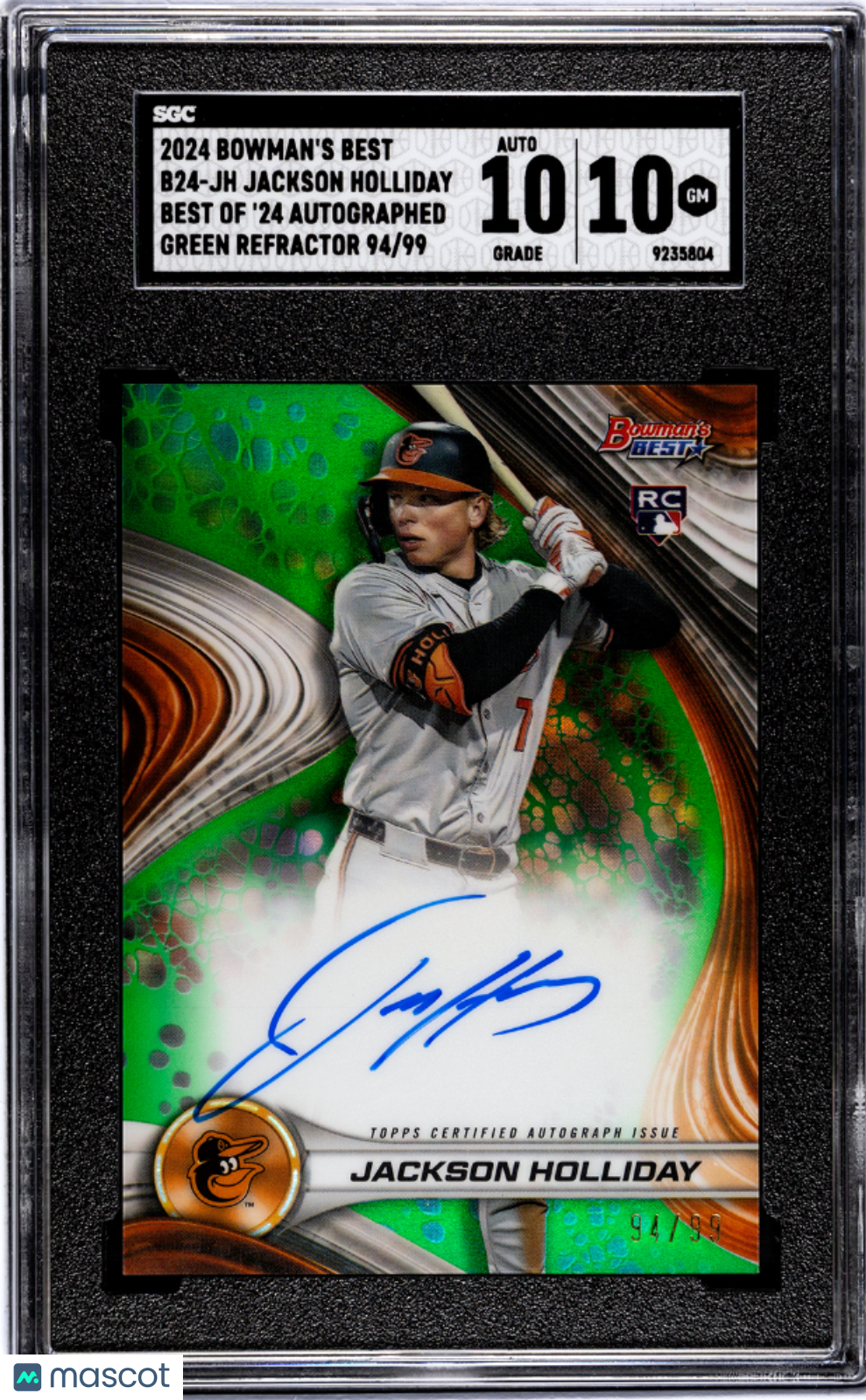 2024 Bowman's Best Jackson Holliday #B24-JH '24 Auto Green Ref SGC 10 Auto 10