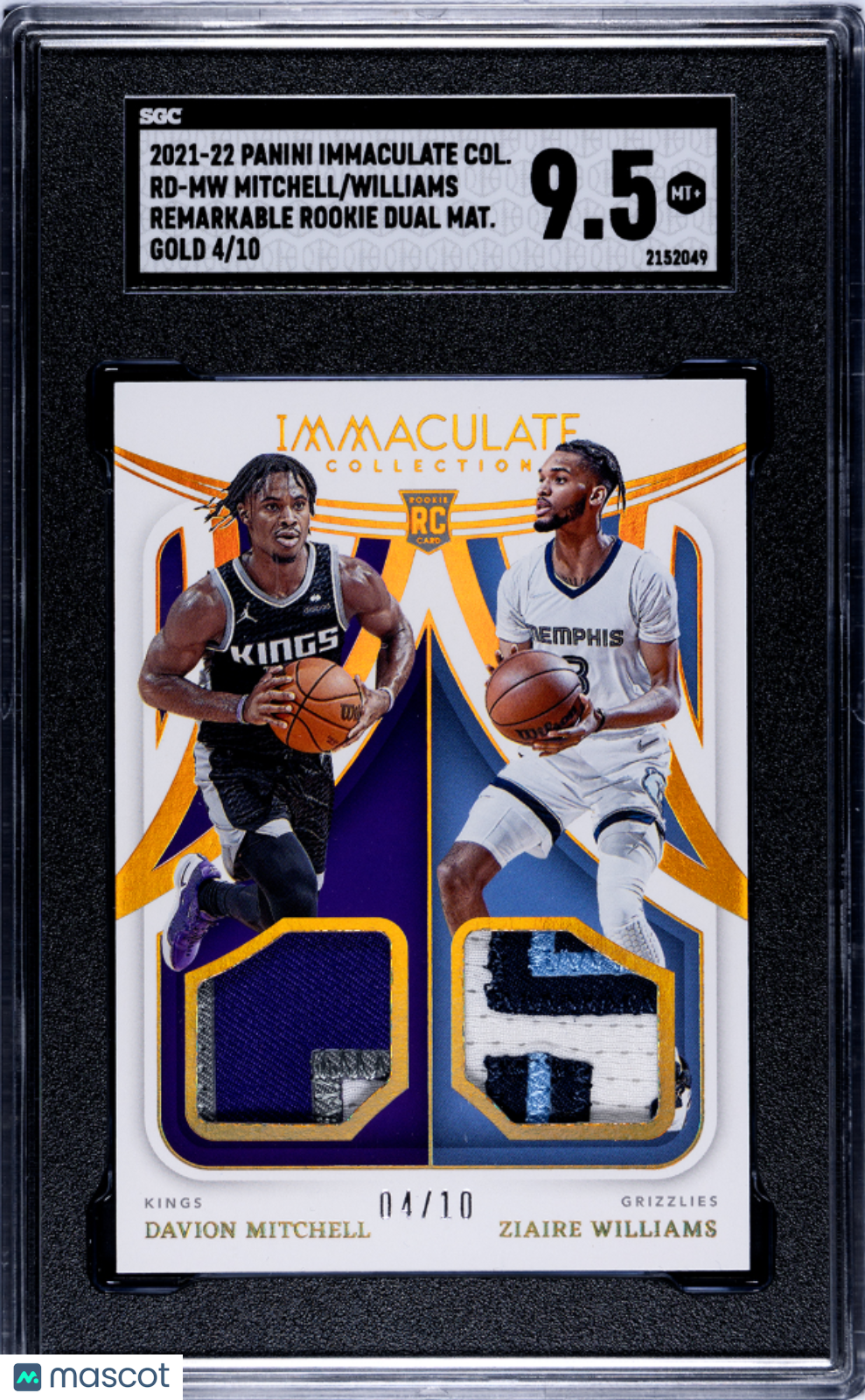 2021 Panini Immaculate Col. Williams Mitchell #RD-MW Rookie Dual. SGC 9.5