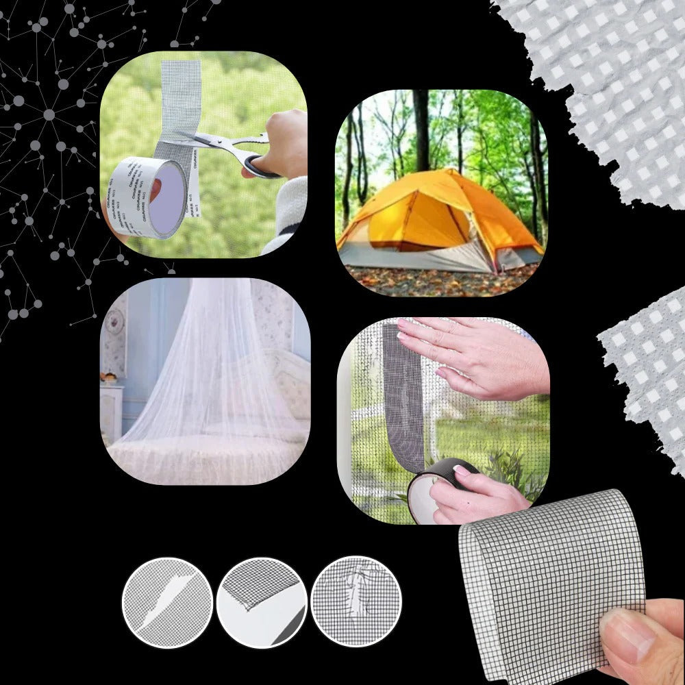 Screen Repair Tape for Mesh and Window Screens with Fiberglass Reinforcement
