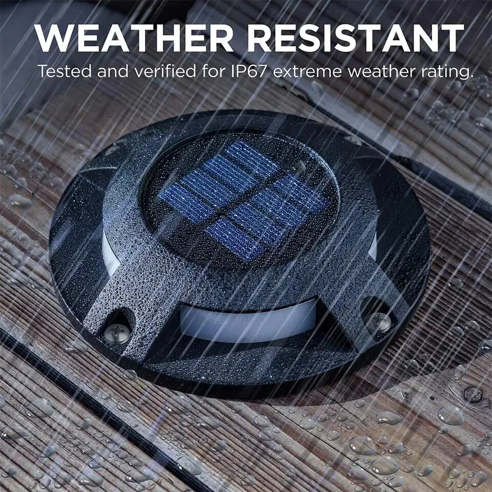 Solar Deck Light with Six LEDs and Automatic Dusk Sensor, 80 Hour Runtime