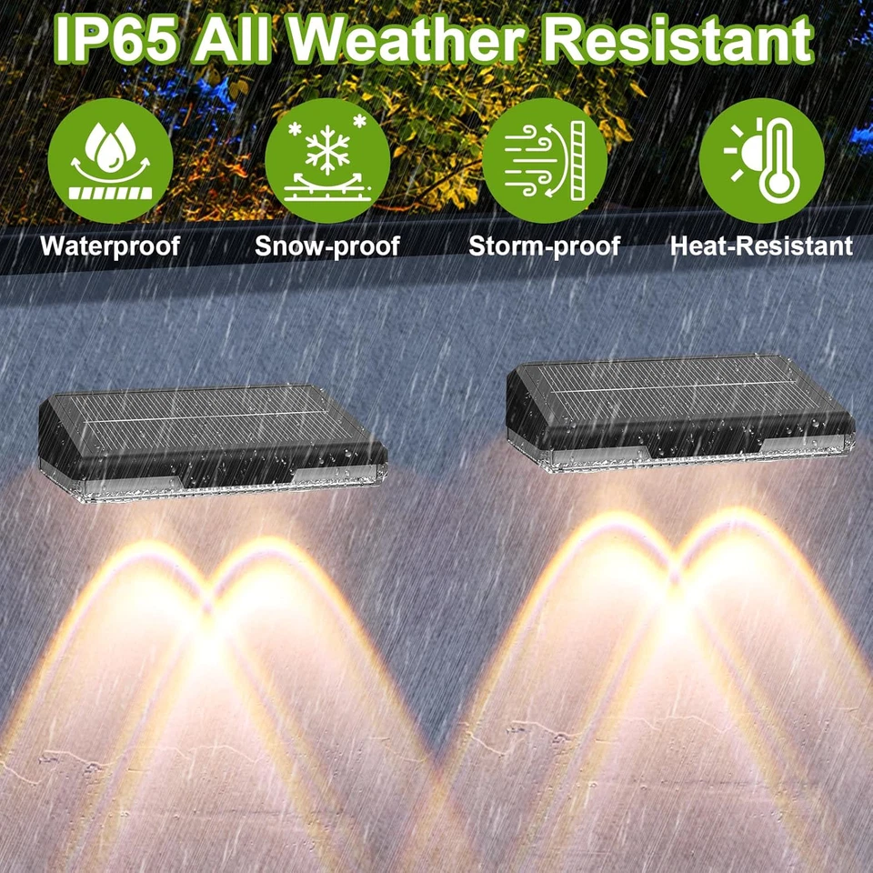 Solar Fence Lights with Automatic Dusk Sensor and 8-Color Button Control, 8-Pack