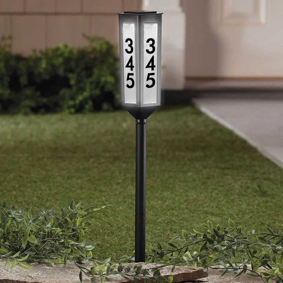 Solar Address Stake with Adjustable Height and LED Illumination, Customizable Numbers