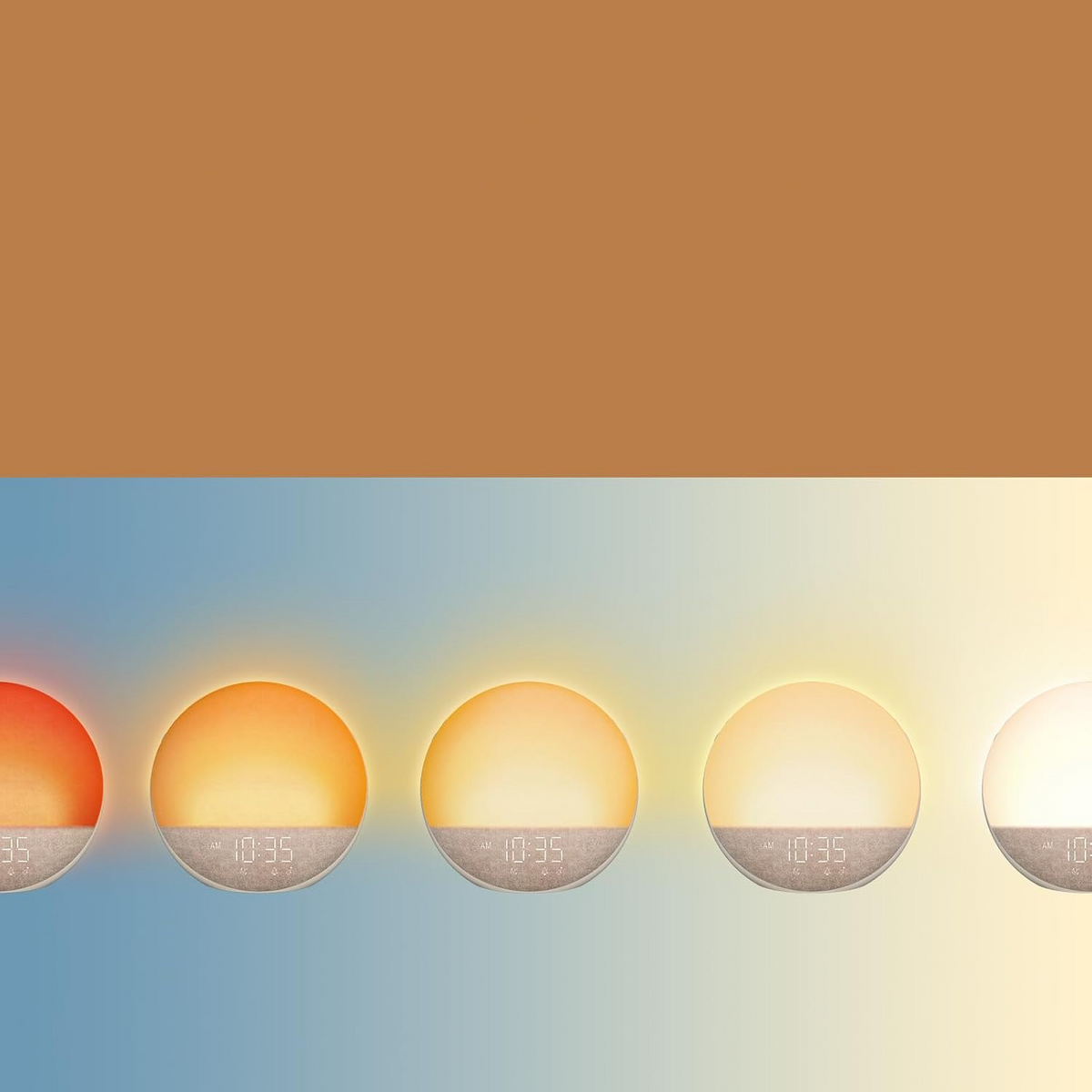 Sunrise Alarm Clock with Gradual Light Buildup and Sunset Dimming Mode