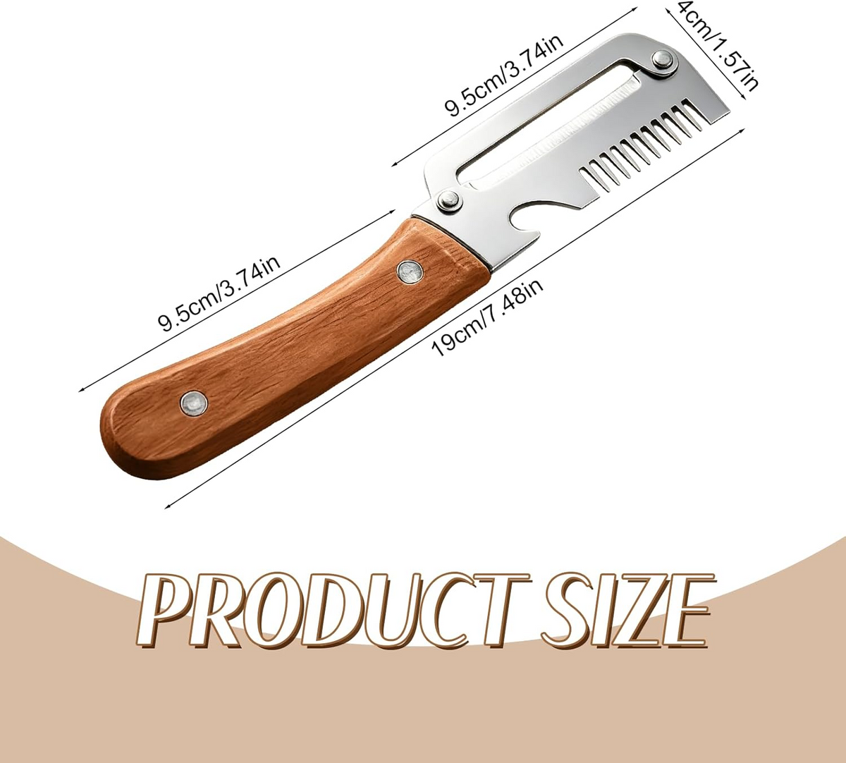 Wide Blade Vegetable Peeler with Julienne Edge and Wooden Handle for Root Vegetables