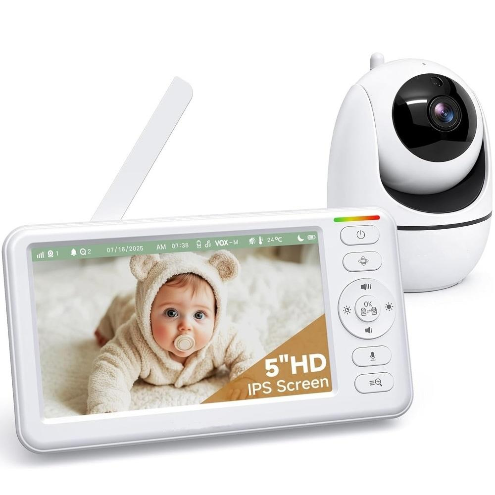 Wireless Baby Monitor with 5-Inch Display and Night Vision, 1000ft Range