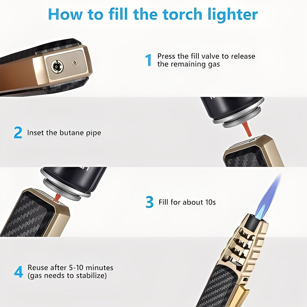 Windproof Torch Lighter Refillable for Outdoor Use