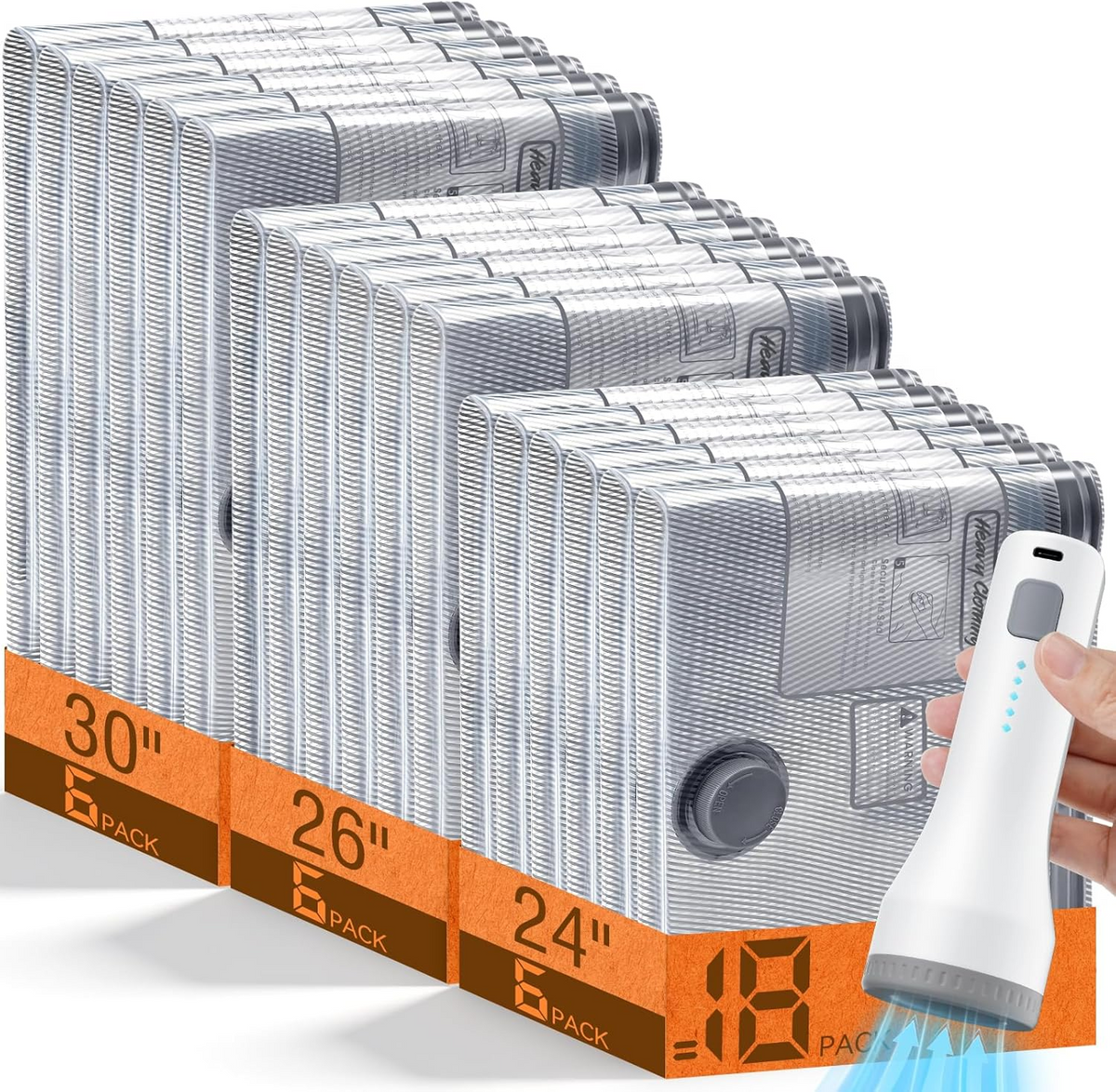 Storage Bags with Wireless Pump and Zipper Seal, 15-Piece Set