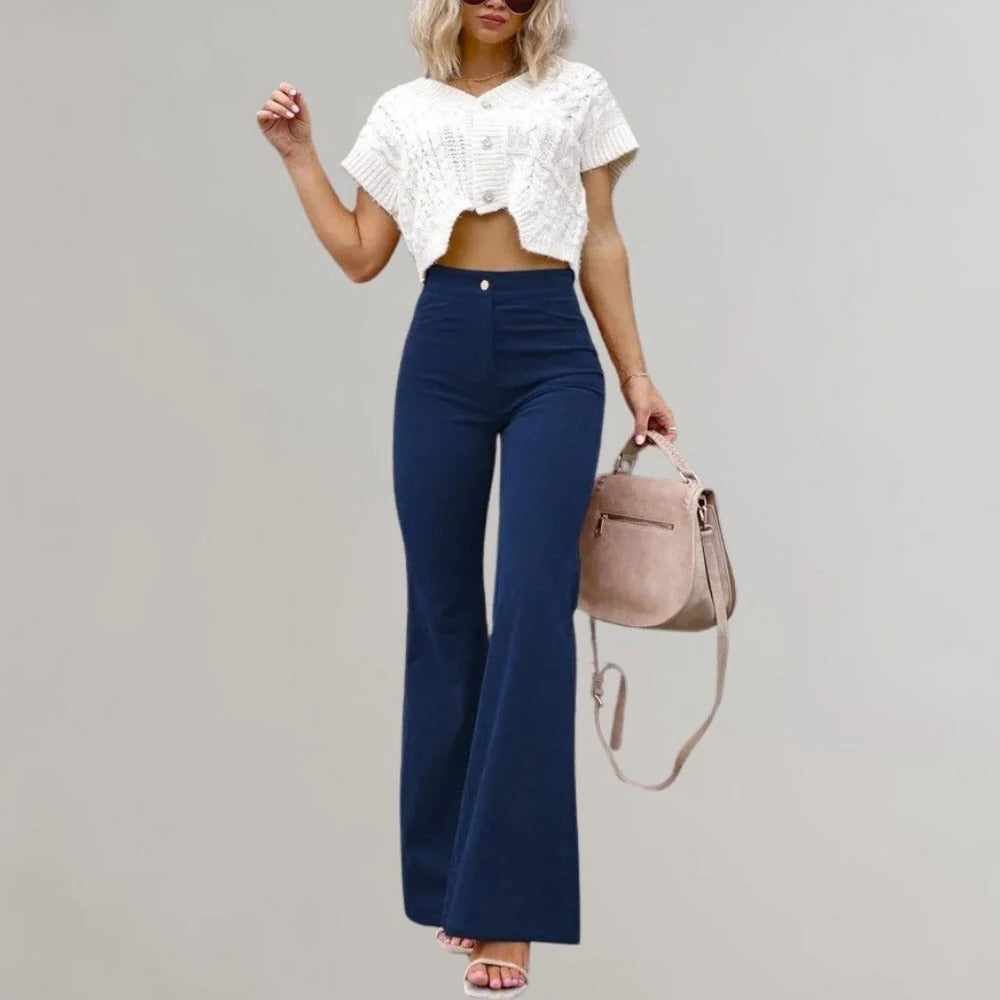 Trendy Corduroy Flared Trousers