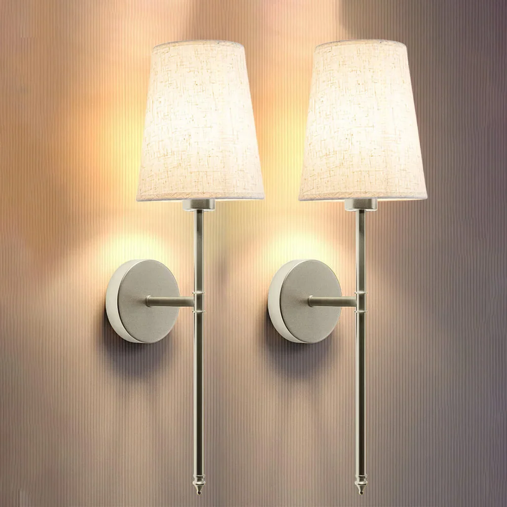 Wireless Fabric Wall Light (SET OF 2 + 2 BULBS Free)