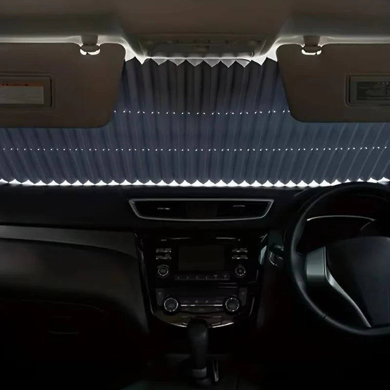 Retractable Car Windshield Sunshade Curtain Set
