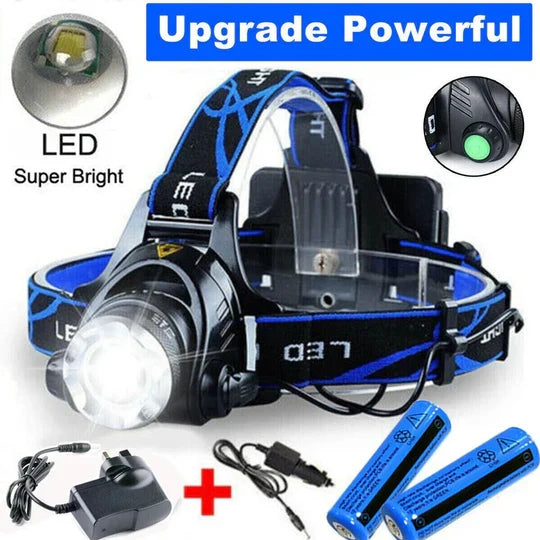 Ultra Bright Rechargeable LED Headlamp with Adjustable Zoom