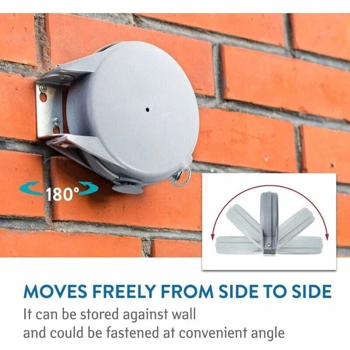 Retractable Clothesline with Swivel Base and Automatic Retraction, 472 Inches