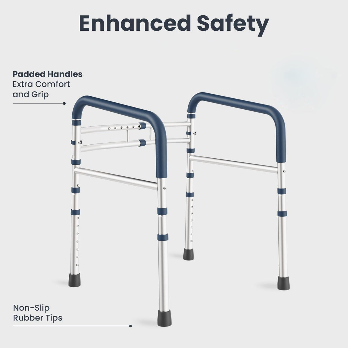 Toilet Safety Rails, Adjustable Toilet Safety Frame with Handles for Elderly Adults, Seniors and Handicap