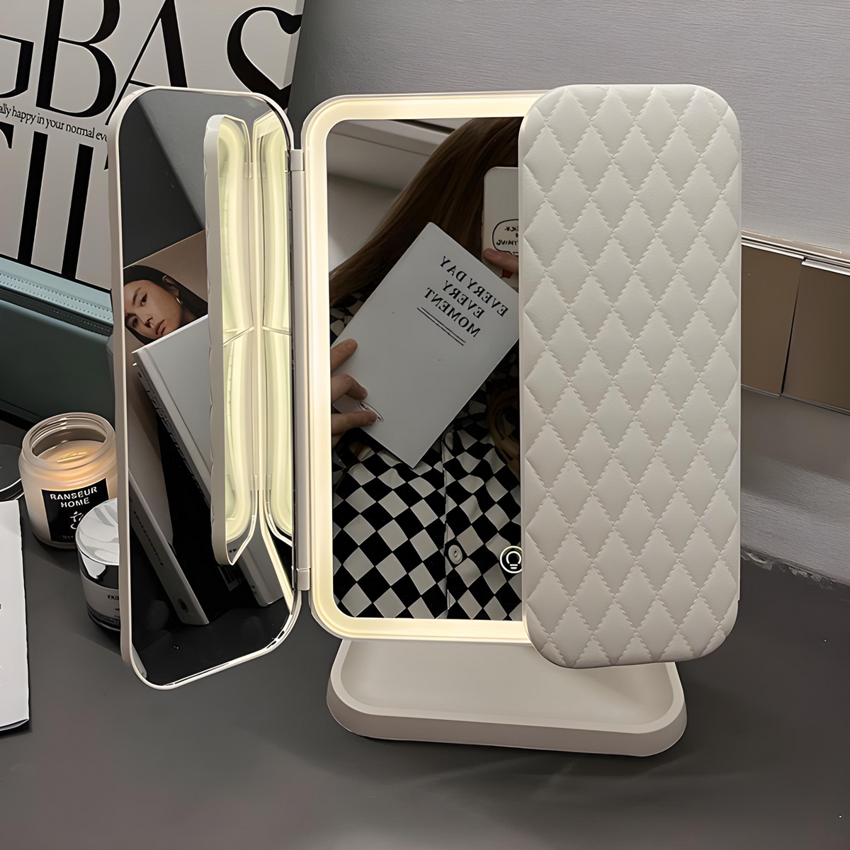 Vanity Mirror with LED Light and 2x 3x Magnification, Rechargeable Battery