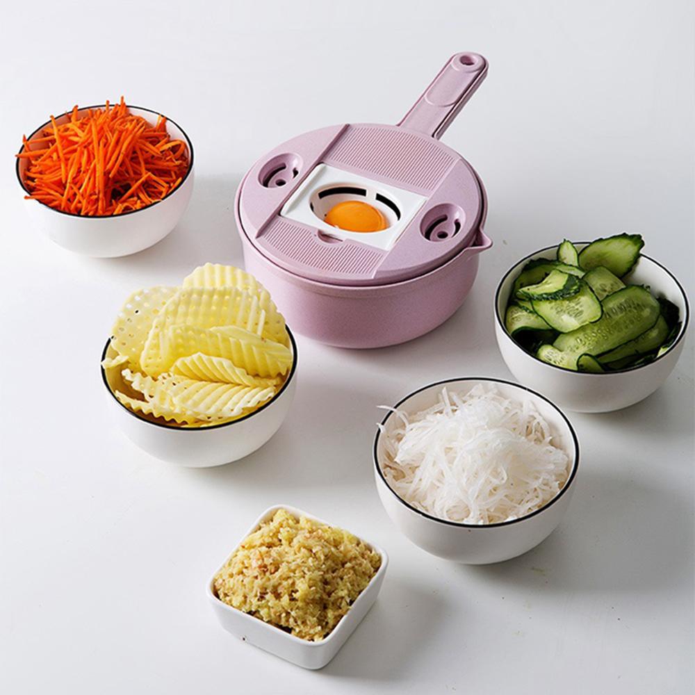 Vegetable Slicer with 4 Interchangeable Blades and Drain Basket, Peeler Included