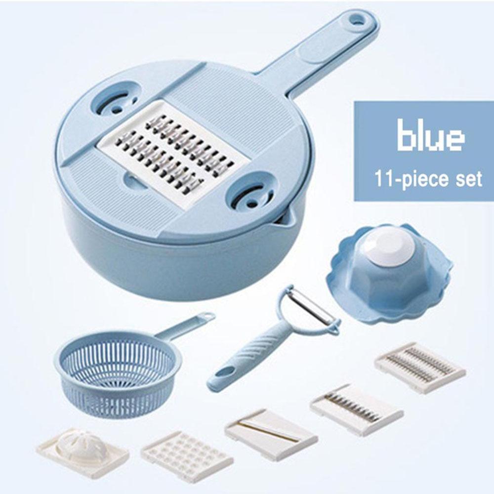 Vegetable Slicer with 4 Interchangeable Blades and Drain Basket, Peeler Included
