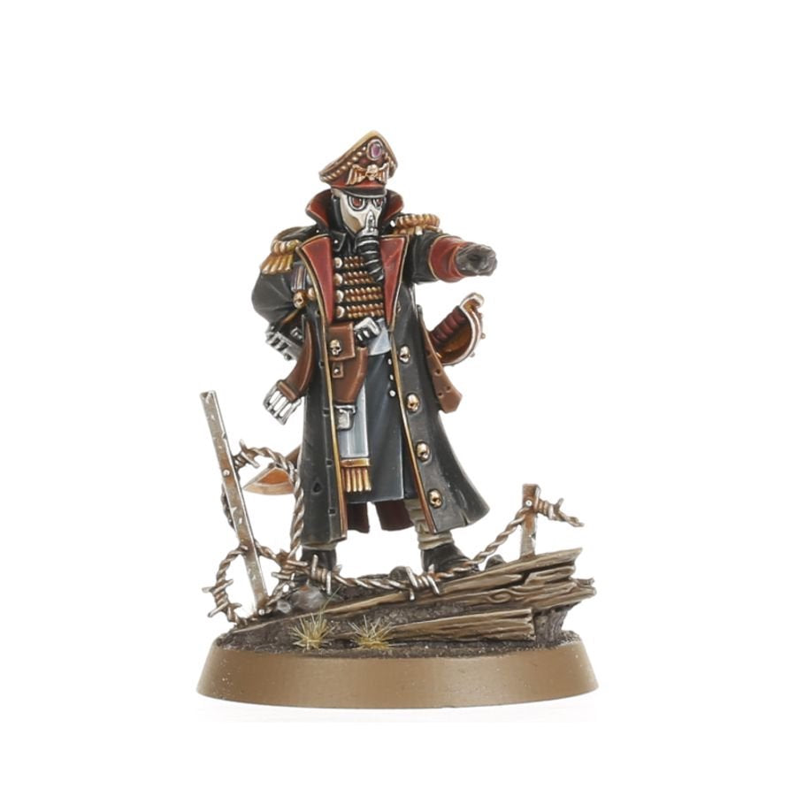 Warhammer 40K Astra Militarum Krieg Command Squad Miniatures Kit – Lord Commissar & Veteran Krieg Guardsmen – 7 Plastic Figures with Custom Weapon Options for Warhammer 40,000